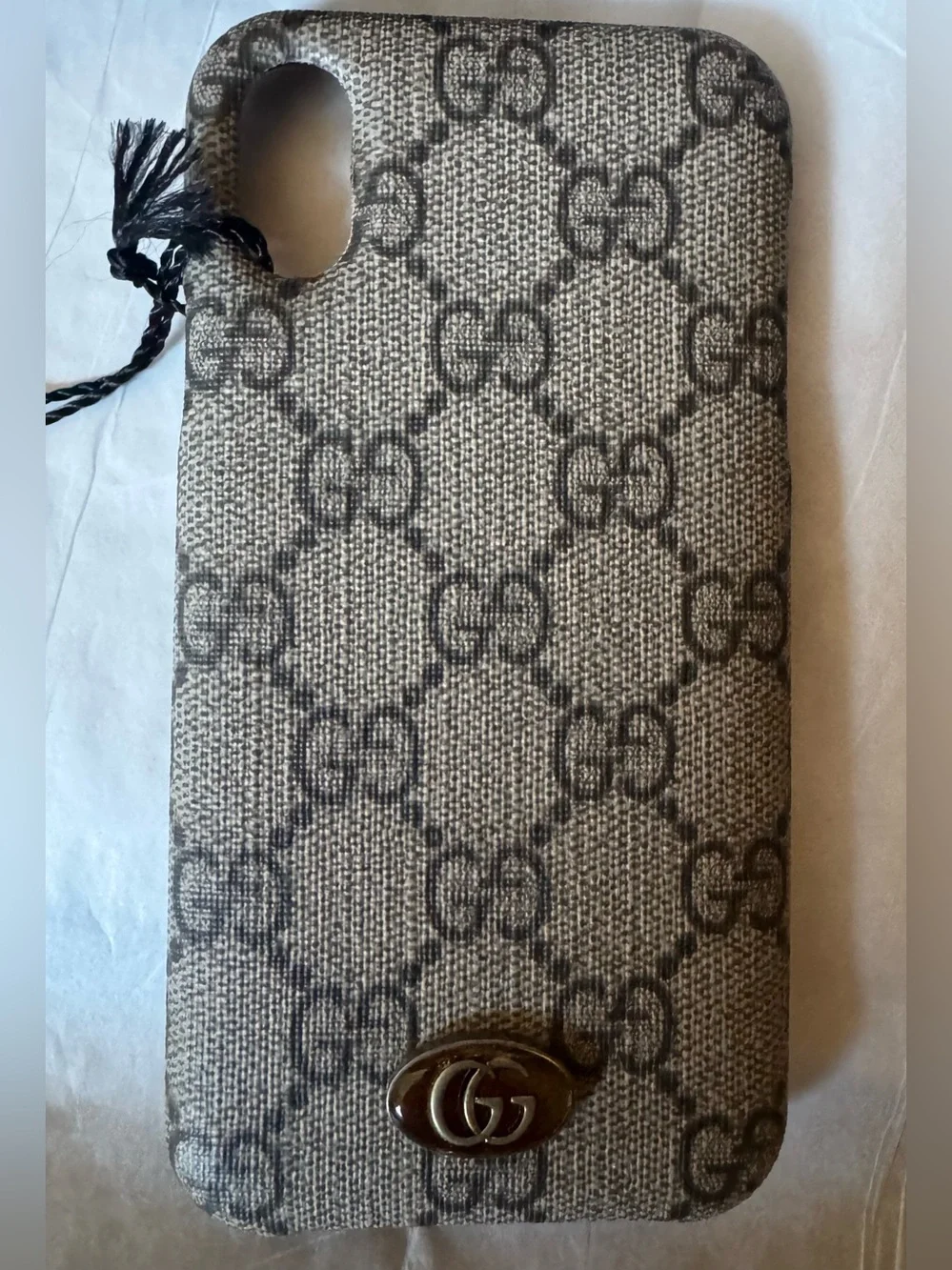 NIB Gucci Ophidia GG Monogram Case for iPhone X/XS Tessuto Beige